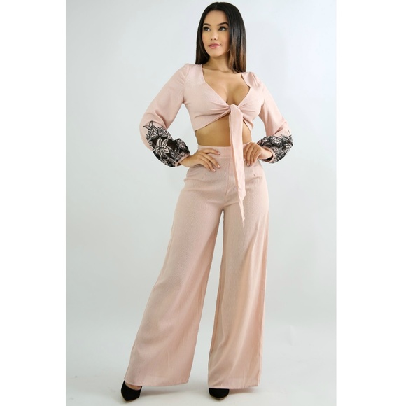 Palm Beach Boutique Pants - Blush 2 Pc Front Detail Set